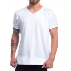 CAMISETA BÁSICA BRANCA 100% ALGODÃO MASCULINA ADULTO