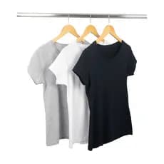 KIT 3 CAMISETA  BABY LOOK FEMININA CINZA /BRANCO/PRETO