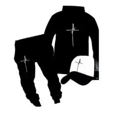 kit moletom Fé Calça e Blusa Canguru com capuz+boné