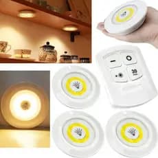 Kit 3 Lampadas Led Luminária Spot Luz Quente Amarela Sem Fio Controle Decoração Nicho Teto Parede