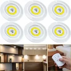 Kit 6 Lâmpada Led Luminária Spot Luz Sem Fio + Controle Remoto Decoração Iluminação