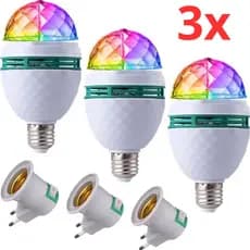 Kit 3 Lâmpadas Giratória Luz Led Bulbo Globo Rotativo Colorido Festa Balada Iluminação