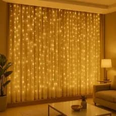 Cascata 300 Leds 3X3 Metros Luz Quente/Fria Decorativa Pisca Pisca Natal Cortina 8 Funções