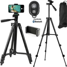 Tripé Fotográfico 1,20 Metros Suporte Para Câmera Celular + Bolsa Controle Foto Vídeo