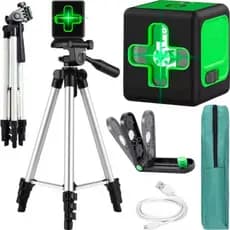 Nível A Laser Profissional Verde 20m Recarregável Teto Parede + Tripé Acessórios