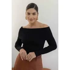 Blusa Feminina  Ombro a Ombro  Manga comprida