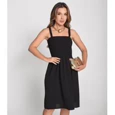 Vestido Feminino Curto com Alça Liso Tecido Duna Liso Verão Casual
