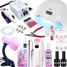 kit unhas acrigel de gel lixadeira elétrica completo profissional cabine de unha potente 48w bivolt gel luminaria garra