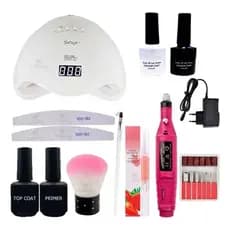 Kit Unha Esmaltação Gel Cabine Lixa Elétrica Nail Designer Esmalte Gel