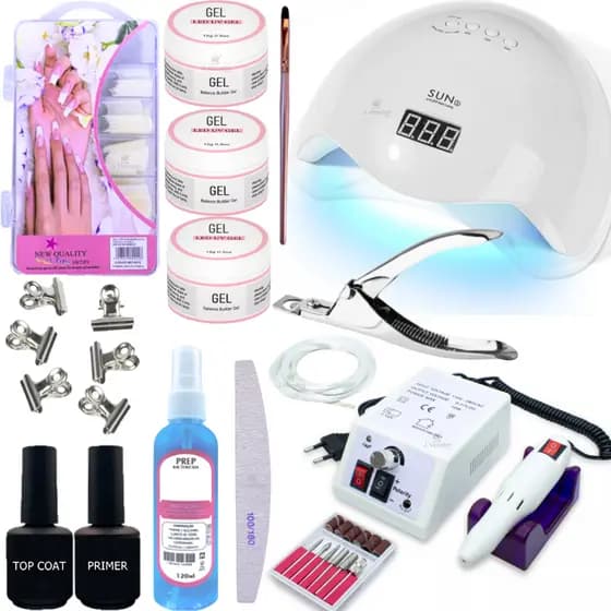 Kit Unha Gel  Unhas Fibra Vidro Lixa Cabine Mercedes Promo