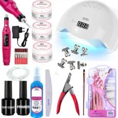 Kit Unha Gel Profissional com Fibra de Vidro + Cabine UV + Lixadeira Elétrica + Lixas – Promoção