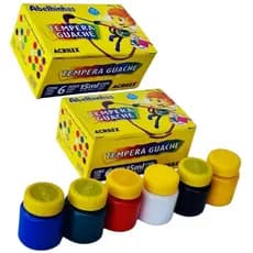 Guache Escolar Acrilex 1 Ou 2 Caixas Tinta Guache Para Colorir e Pintar Com 6 cores 15 ML
