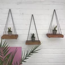 Kit Com 3 Prateleira de pinus para suculentas Suporte para Plantas Nicho Rustico mdf