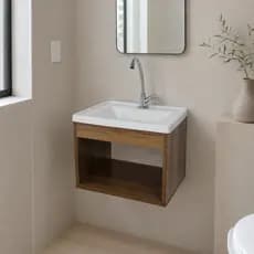 Gabinete Para Banheiro Suspenso Com Cuba Lavabo Compacto