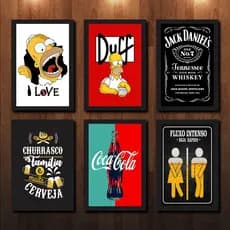 Quadro Placa Decorativa Churrasqueira Área Externa Churrasco Área Gourmet Bebida Churrasco Família Homer Simpsons Presente