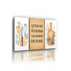 Kit Quadro Decorativo Frase Cozinheiro Chefe Decoração Modular Talher Tabua Churrasco Delicado Arte