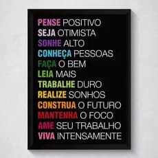 Quadro Decorativo Frase Motivacional Colorido Abstrato Vintage Personalizado Pense Positivo