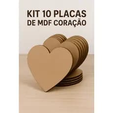 Kit 10 Placas MDF 3mm Formato Coração 25x25 cm Decoração Artesanato Pinturas Laminados