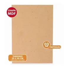 Placa Madeira MDF 1 Unidade 20x30 cm Espessura de 3mm Crú Lisa Placa de Fibra de Média Densidade