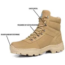 Bota Coturno Militar Desert Em Couro Cano Médio Palmilha Em Gel