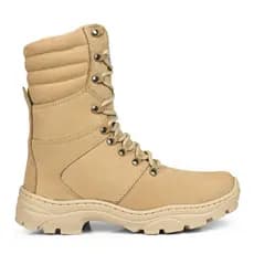 Bota Coturno Militar Zíper Couro Desert Tan Palmilha Gel