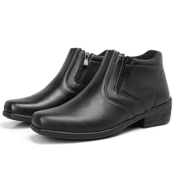 Bota Botina Masculina Confortável Com Zíper Preta E Café