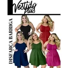 Vestido Plus Size Soltinho Alcinha Moda Praia Verão Várias Cores