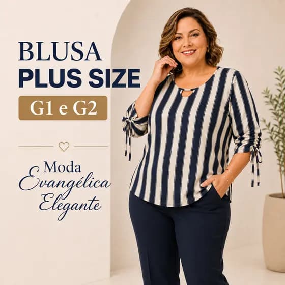 BLUSA FEMININA PLUS SIZE BLUSAS EVANGÉLICAS MANGA 3/4 MODA ELEGANTE