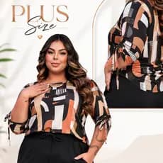 Blusa Plus Size Camisa Social Feminina Manga 3/4 - Moda Escritório Promoção
