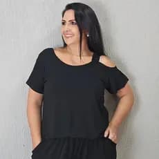 Blusa Plus Size Feminina Elegante Decote Assimétrico