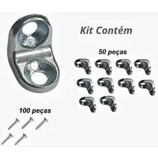 kit 50 suporte Cantoneira cadeirinha 13x13mm zamac Zincada 2 furos com parafusos