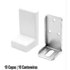 Kit 10 peças cantoneira de fixação para móveis com capa branca - Nick Presentes