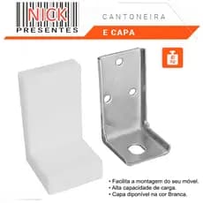 Kit 100 Cantoneira Suporte Aéreo Fixação De Móveis Com Capa