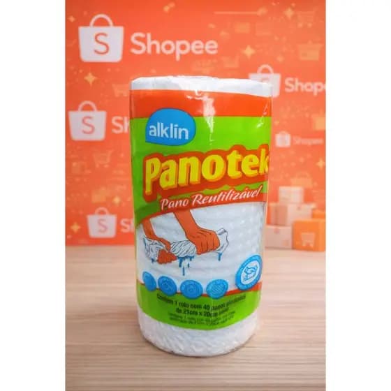 2 Rolo Pano Limpeza Multiuso Reutilizável C/ 40 Unidades cada Panotek 21x20cm Branco