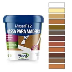 Massa Para Madeira F12 400g Viapol Vedar Calafetar Correção Variadas Cores Mdf  Fácil Aplicação