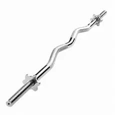 Barra W Musculação Maciça 120cm Cromada Com Rosca E Presilhas Profissional 26mm Aço Academia E Treino Em Casa Consport