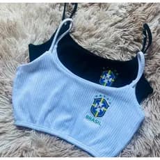 Blusa Top Cropped Copa do Mundo Brasil 2026  blusinha Alcinha Canelado