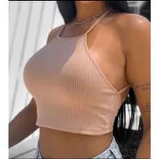 Cropped Aberto nas Costas Feminino Curta Blogueira Moda Feminia