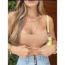 Top Cropped Croped Canelado Moda Blogueira