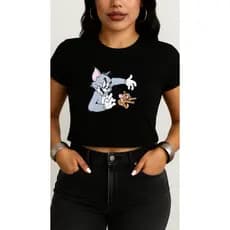 Cropped Croped tom e Jerry Personagem Adulto