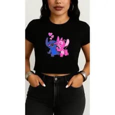 Cropped Croped Lilo Angel Casal Personagem