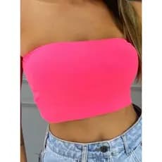 Croped Feminino Top Faixa Com Bojo