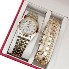 Relógio Feminino Analógico prova Dágua Minimalista Prata + Pulseira + Caixa Presente Mulher, namorada, presente de natal