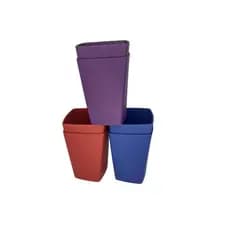 KIT 6 COPOS TRANÇADO PLÁSTICO QUADRADO 350ML MULTICOR