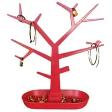 Suporte Porta Biju Brinco Colar Jóia Bijuteria Pulseira Formato Arvore Decorativa Vermelho