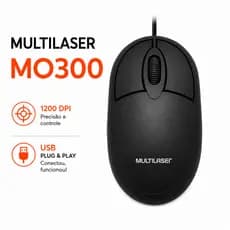 Mouse Multilaser MO300 USB Com Fio 1200 DPI Plug Play Para PC Notebook