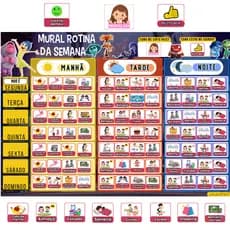 Quadro de Rotina Infantil Magnético "Divertidamente" 178 Tags Organização Semanal Crianças Geladeira