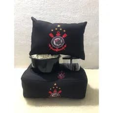 Kit Cinema Almofada Porta Pipoca + Mini Almofada decorativa Corinthians