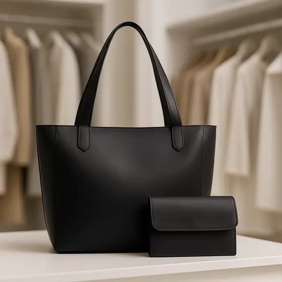 Bolsa Tote Sacola Feminina Grande Shopper Minimalista com Carteira e Alça Resistente Premium