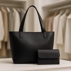 Bolsa Tote Sacola Feminina Grande Shopper Minimalista com Carteira e Alça Resistente Premium